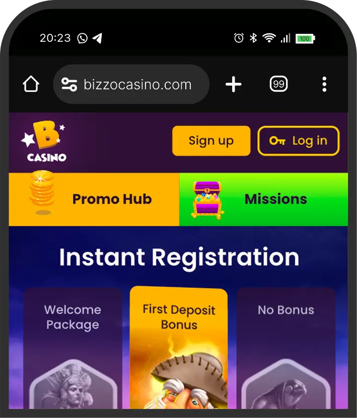 Aplicación de Bizzo Casino