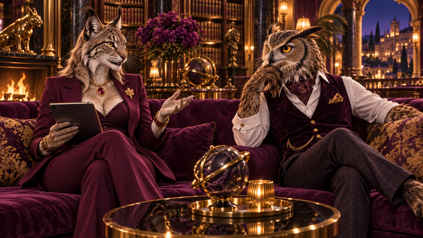 Personajes de Bizzo Casino en una escena temática