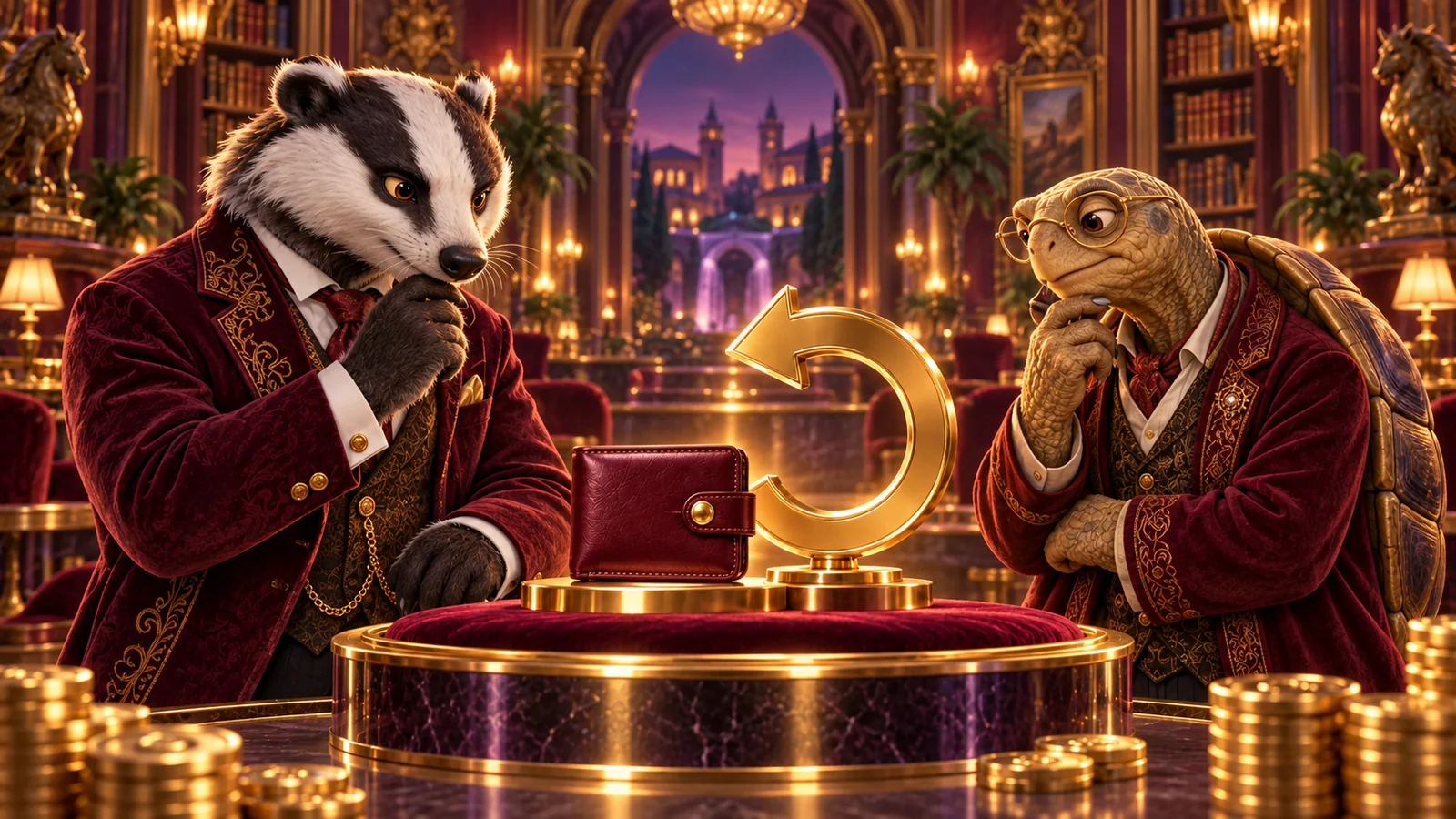Personajes de Bizzo Casino en una escena temática